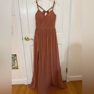 Azazie Elegant Orange/Rust Maxi Dress Wedding Guest Dress